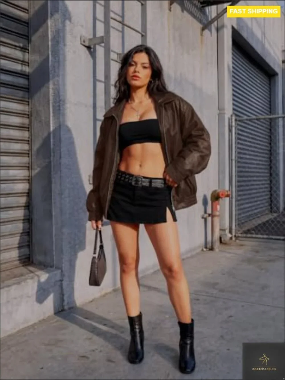 Oversized Faux Leather Jacket Boyfriend Biker Moto Coat Fall Bomber Outerwear